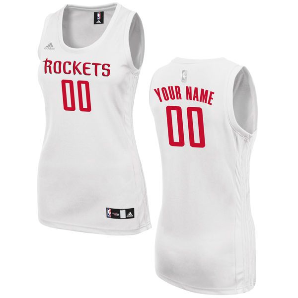 Women Houston Rockets Adidas White Custom Fashion NBA Jersey->customized nba jersey->Custom Jersey